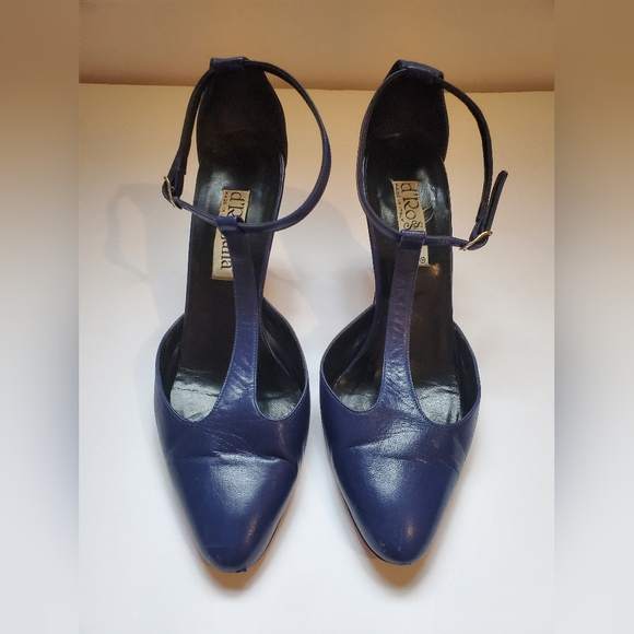 Vintage d'rossana Blue leather shoes size 8B pinup mod Vintage - Picture 2 of 12